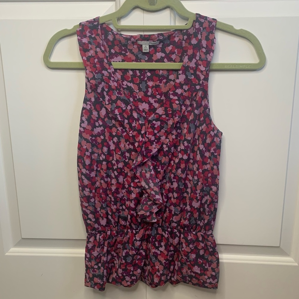 Halogen Floral Micro Knit Tank Top Blouse